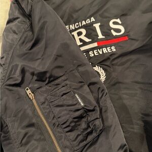 Balenciaga Black Bomber Jacket with Paris Detail